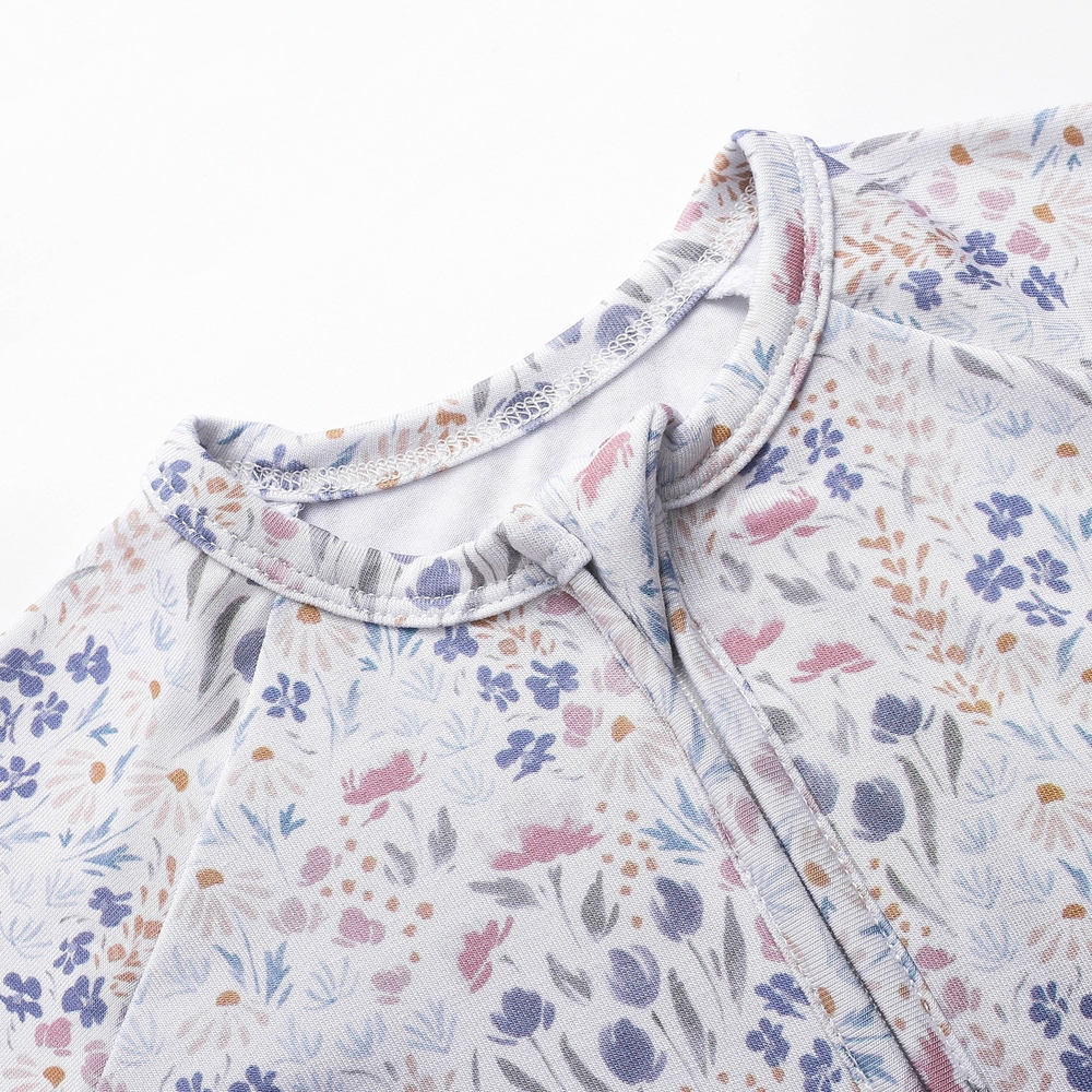 Early Grey Bamboo Floral Footie
